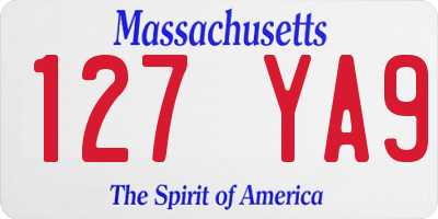 MA license plate 127YA9