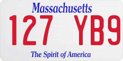 MA license plate 127YB9