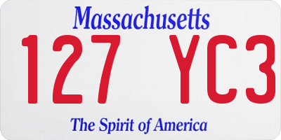 MA license plate 127YC3