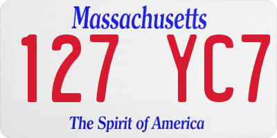 MA license plate 127YC7