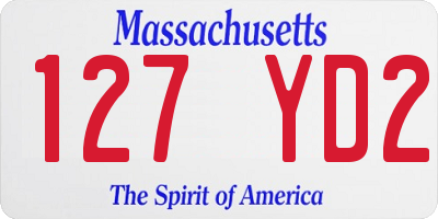 MA license plate 127YD2
