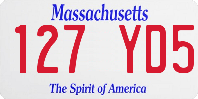 MA license plate 127YD5