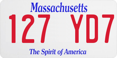 MA license plate 127YD7