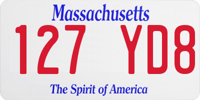 MA license plate 127YD8