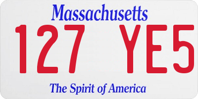 MA license plate 127YE5