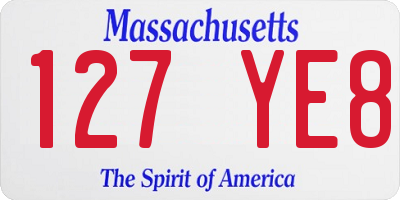 MA license plate 127YE8