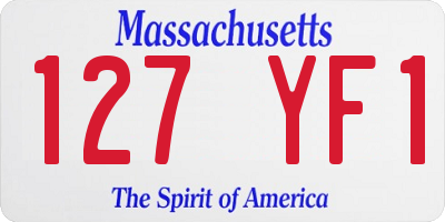 MA license plate 127YF1