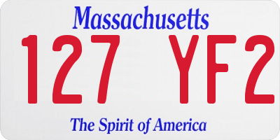 MA license plate 127YF2