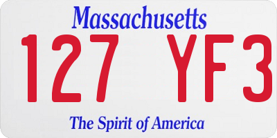MA license plate 127YF3