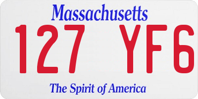 MA license plate 127YF6