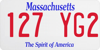 MA license plate 127YG2