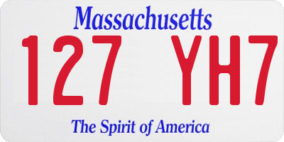 MA license plate 127YH7