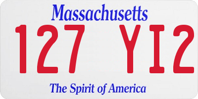 MA license plate 127YI2