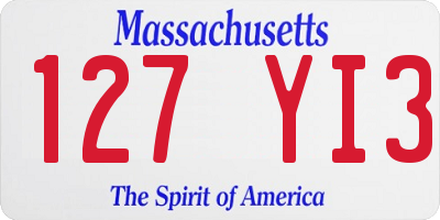 MA license plate 127YI3