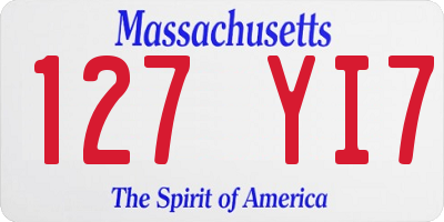 MA license plate 127YI7