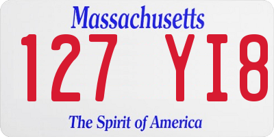 MA license plate 127YI8