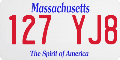 MA license plate 127YJ8