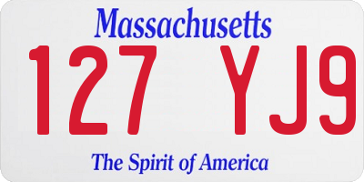 MA license plate 127YJ9
