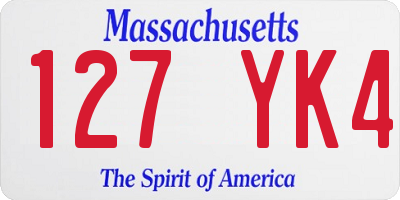 MA license plate 127YK4