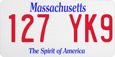 MA license plate 127YK9