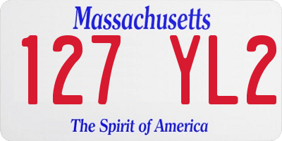 MA license plate 127YL2