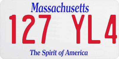 MA license plate 127YL4
