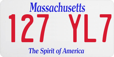 MA license plate 127YL7