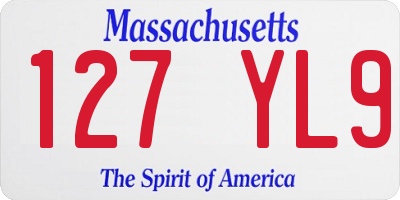 MA license plate 127YL9