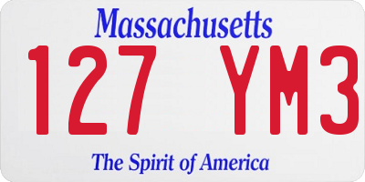 MA license plate 127YM3