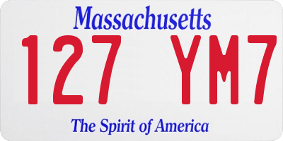 MA license plate 127YM7