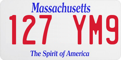 MA license plate 127YM9