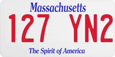 MA license plate 127YN2