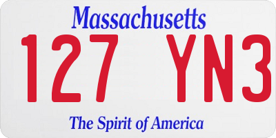 MA license plate 127YN3
