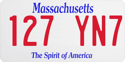 MA license plate 127YN7