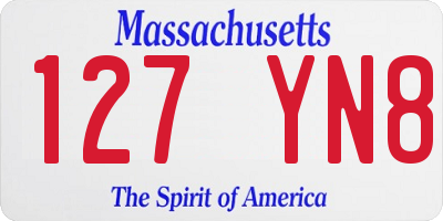 MA license plate 127YN8