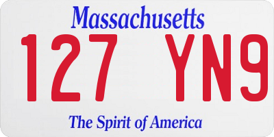 MA license plate 127YN9