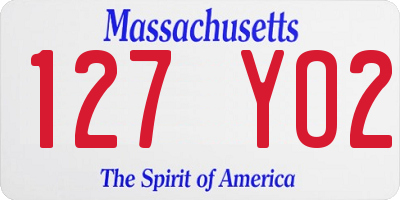 MA license plate 127YO2