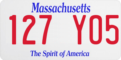 MA license plate 127YO5