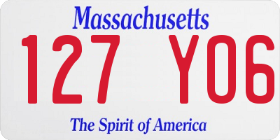 MA license plate 127YO6