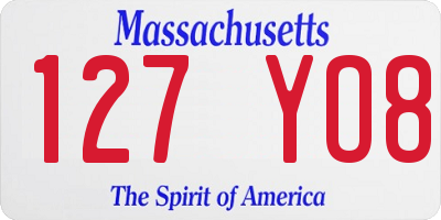 MA license plate 127YO8