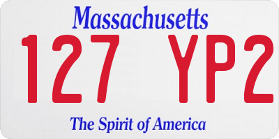 MA license plate 127YP2