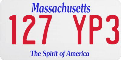MA license plate 127YP3