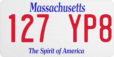 MA license plate 127YP8