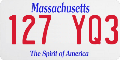 MA license plate 127YQ3