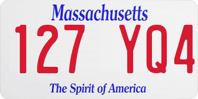 MA license plate 127YQ4