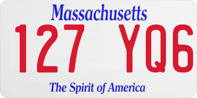 MA license plate 127YQ6