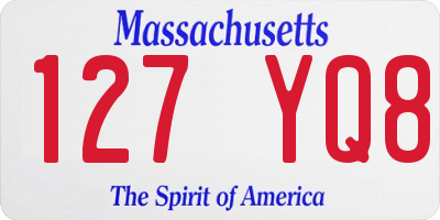 MA license plate 127YQ8
