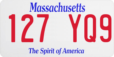 MA license plate 127YQ9