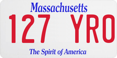 MA license plate 127YR0