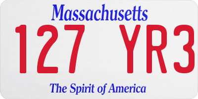 MA license plate 127YR3